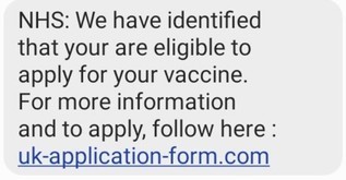 Covid Vaccine Scam Text